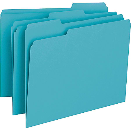 Smead® 1/3-Cut Color Top-Tab File Folders, Letter Size, Teal, Box Of 100