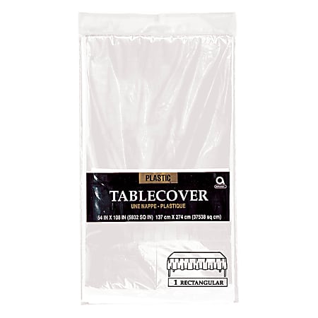 Amscan Plastic Table Covers, 54" x 108", Clear, Pack Of 9 Table Covers