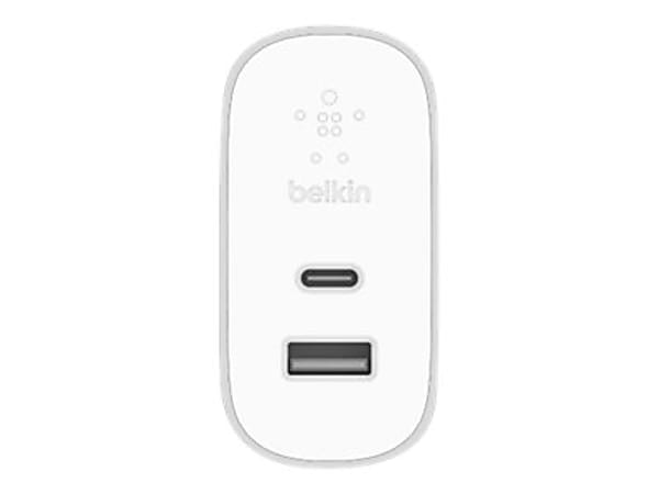 Belkin Dual Port Home Charger - Power adapter - 39 Watt - 2 output connectors (USB, 24 pin USB-C) - silver