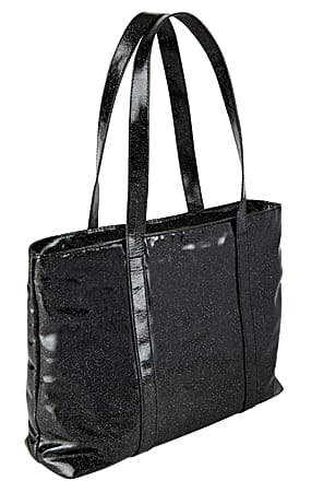 Office Depot® Brand Polyester Metallic Glitter Tote, 16"H x 22"W x 4 3/4"D, Black