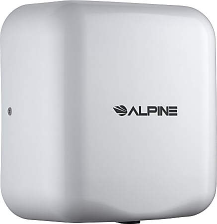 Alpine Industries Hemlock 220-Volt Commercial Automatic High-Speed Electric Hand Dryer With Wall Guard, White