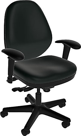 Sitmatic GoodFit Multifunction Mid-Back Chair With Adjustable Arms, Black Polyurethane/Black