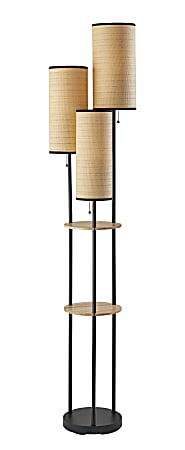 Adesso Trio 2-Shelf Floor Lamp, 68-1/2"H, Natural/Black