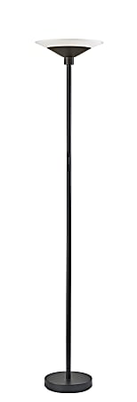 Adesso Solar LED Torchiere Lamp, 71"H, Frosted Glass/Black