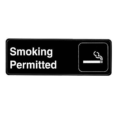 Alpine Smoking Permitted Signs, 3" x 9", Black, Pack Of 15 Signs