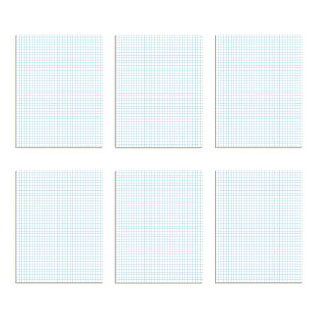 TOPS™ Quadrille Pads With Medium-Weight Paper, 4 x 4 Squares Front, 5 x 5 Squares Back, 25 Sheets, White, Pack Of 6