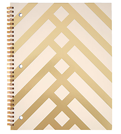 Divoga® Spiral Notebook, Whimsical Wonder Collection, 8 1/2" x 10 1/2", 1 Subject, College Ruled, 160 Pages (80 Sheets), Gold Lattice