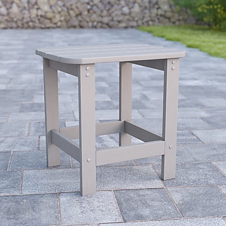Flash Furniture Charlestown All-Weather Adirondack Side Table, 18-1/4”H x 18-3/4”W x 15”D, Gray