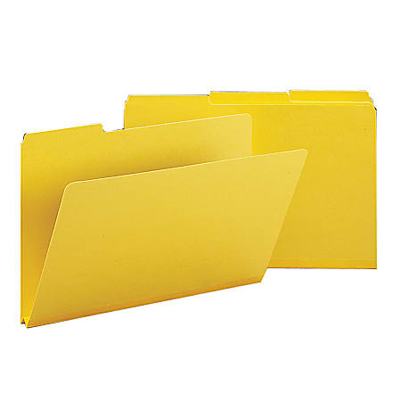 Smead® 1/3-Cut Color Pressboard Tab Folders, Legal Size, 50% Recycled, Yellow, Box Of 25