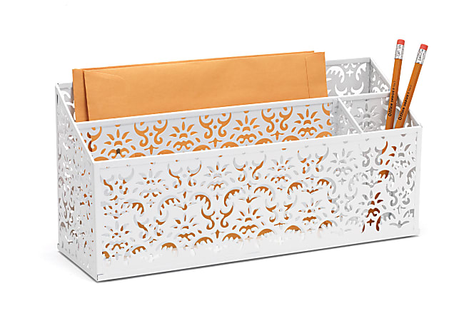 Realspace™ Brocade Desk Organizer, White