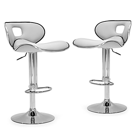 Glamour Home Adria Bar Stools, White/Chrome, Set Of 2 Stools