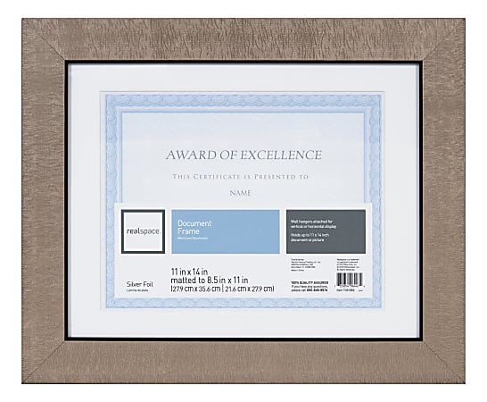 Realspace™ Corbell 2-Tone Frame, 11" x 14" With Mat, Silver