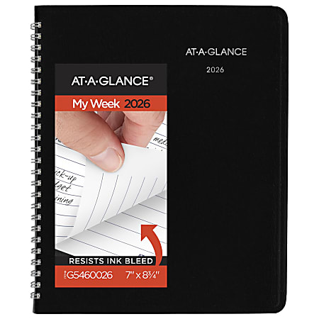 AT-A-GLANCE® DayMinder® Executive 2026 Weekly Monthly Planner with Notes, Black, Medium, 7" x 8 3/4"