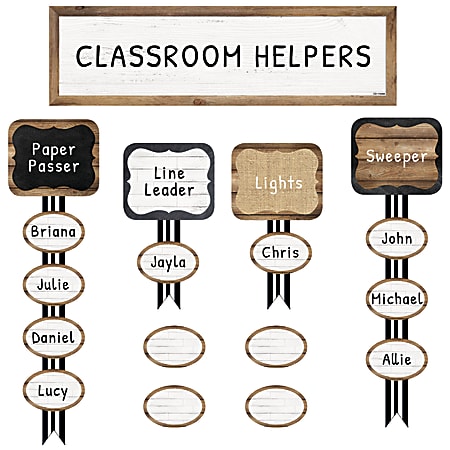 Schoolgirl Style Job Assignment Mini Bulletin Board Set, 6 5/8" x 23 15/16", Industrial Chic, Pre-K to Grade 5