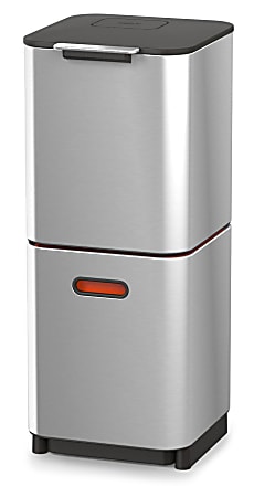 Joseph Joseph Totem Waste & Recycling Bin, 40 Liters, Silver