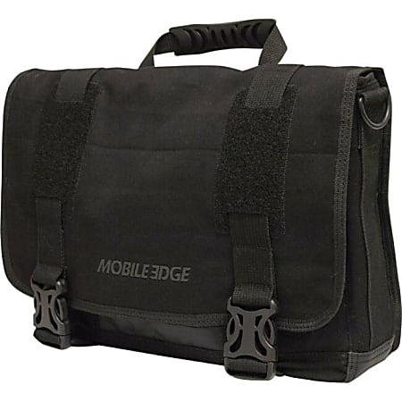 Mobile Edge ECO Rugged Carrying Case (Messenger) for 14" to 15" Apple iPad MacBook Pro - Black - Cotton Canvas Body - Shoulder Strap, Clip - 10.5" Height x 15.5" Width x 4" Depth