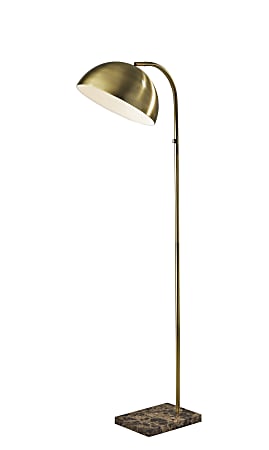 Adesso® Paxton Floor Lamp, 61"H, Antique Brass Shade/Brown Marble Base