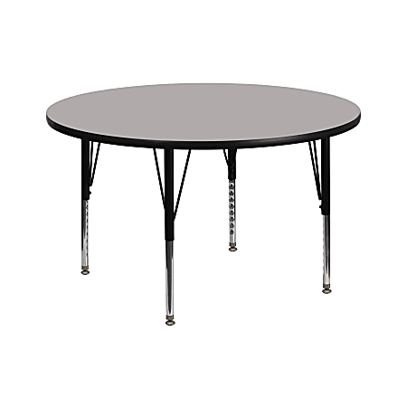 Flash Furniture Round HP Laminate Activity Table With Height-Adjustable Short Legs, 42", Gray