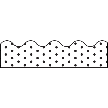 Schoolgirl Style Industrial Chic Dots Scalloped Borders, 2 1/4" x 36", Black/White, Preschool - Grade 8, Pack Of 13