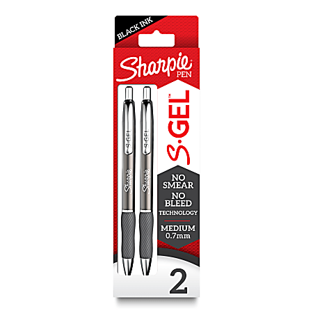 Sharpie S-Gel Pens - 0.7 mm Pen Point Size - Black - Gunmetal Barrel - 2 / Pack Sharpie S-Gel Pens - 0.7 mm Pen Point Size - Black - Gunmetal Barrel - 2 / Pack