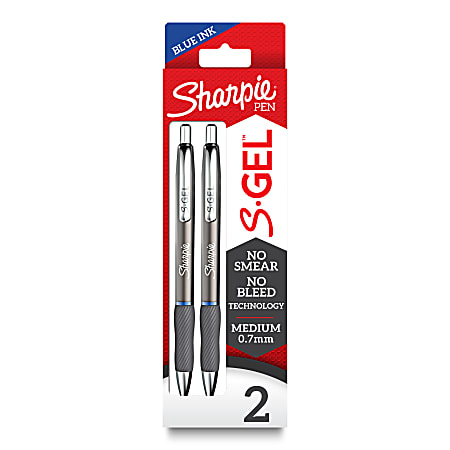 Sharpie S Gel Metal Barrel Gel Pens Medium Point 0.7 mm Gunmetal Barrel  Blue Ink Pack Of 2 Pens - Office Depot