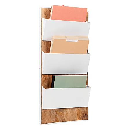Mind Reader 3-Tier Wall-Mounted File Organizer, 32-1/4"H x 16"W x 3"D, White