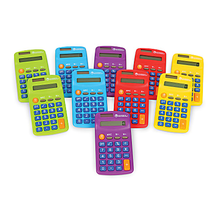 Learning Resources Rainbow LER0014 Display Calculators, Set Of 10 Calculators