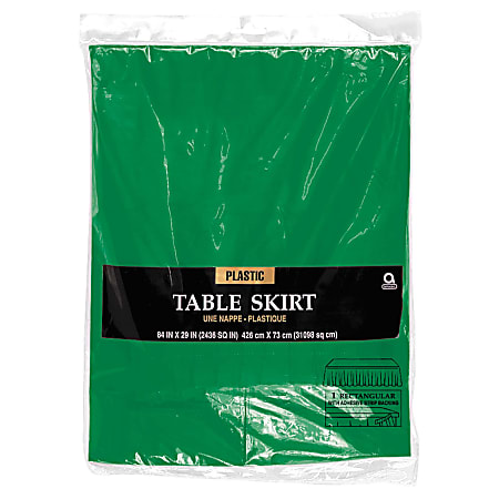 Amscan Plastic Table Skirts, 84" x 29", Festive Green, Pack Of 2 Table Skirts