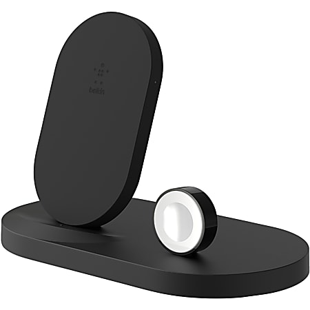 Belkin BOOST↑UP Wireless Charging Dock for iPhone + Apple Watch + USB-A port - Wireless - iPhone, Tablet, iPad, Apple Watch, AirPod, Smartphone, Power Bank - Qi - Charging Capability - 1 x USB - Black