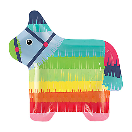 Amscan Cinco de Mayo Donkey Paper Plates, 10-1/2", Multicolor, Pack Of 16 Plates