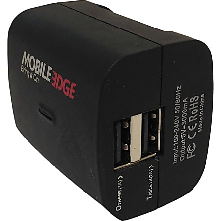 Mobile Edge DualPower 3.1 AC Dual 2 USB Wall Charger - Power adapter - 3.1 A - 2 output connectors (USB) - black