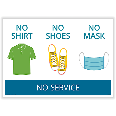 ComplyRight™ Corona Virus And Health Safety Poster, No Shirt/No Shoes/No Mask/No Service, English, 10" x 14"