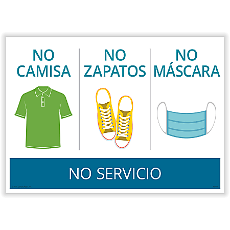 ComplyRight™ Corona Virus And Health Safety Posters, No Shirt/No Shoes/No Mask/No Service, Spanish, 10" x 14"
