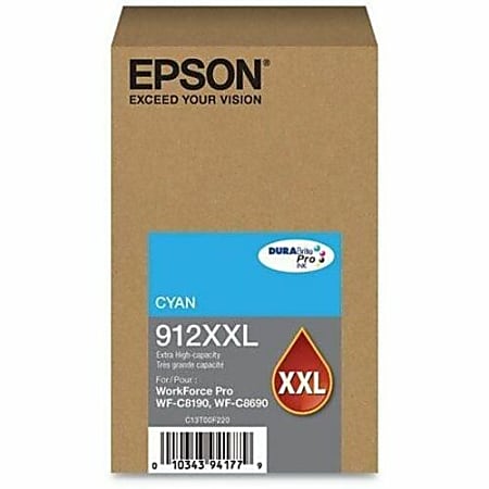 Epson DURABrite Pro 912XXL Original Extra High Yield Inkjet Ink Cartridge - Cyan Pack - 8000 Pages