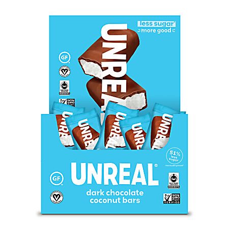 Unreal Dark Chocolate Coconut Bars, 0.53 Oz, Pack Of 40 Bars