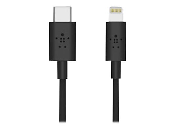 Belkin BOOST↑CHARGE USB-C™ Cable with Lightning Connector - 4 ft Lightning/USB Data Transfer Cable for iPhone, Notebook, iPad, MacBook - First End: 1 x USB Type C - Male - Second End: 1 x Lightning - Male - MFI - Black