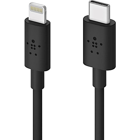 Belkin BOOST↑CHARGE USB-C™ Cable with Lightning Connector - 4 ft Lightning/USB Data Transfer Cable for iPhone, Notebook, iPad, MacBook - First End: 1 x USB Type C - Male - Second End: 1 x Lightning - Male - MFI - Black