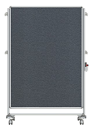 Ghent Nexus Partition Double-Sided Mobile Magentic Fabric/Non-Magnetic Dry-Erase/Bulletin Board, 46 1/x 4"65", Silver Aluminum Frame