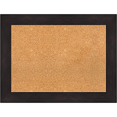 Amanti Art Rectangular Non-Magnetic Cork Bulletin Board, Natural, 34” x 26”, Furniture Espresso Plastic Frame