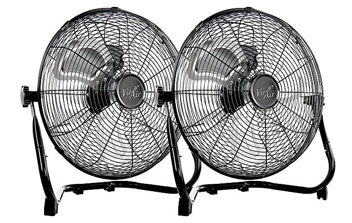 Vie Air 20" 3-Speed Industrial Tilting High-Velocity Metal Floor Fans, Set Of 2 Fans