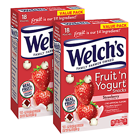 Welch's Fruit 'n Yogurt Snacks, 0.7 Oz, 18 Packs Per Box, Set Of 2 Boxes