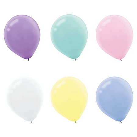 Amscan Latex Pastel Balloons, 12", Assorted Colors, Pack Of 72 Balloons, Set Of 2 Packs