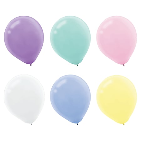 Amscan Latex Pastel Balloons, 12", Assorted Colors, Pack Of 15 Balloons, Set Of 4 Packs