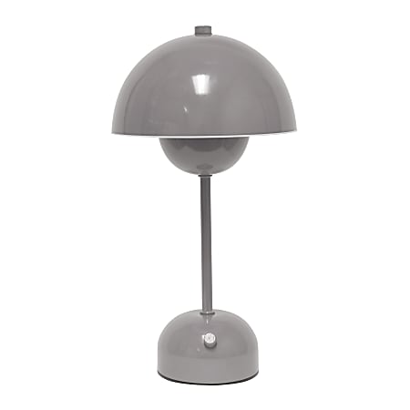 Simple Designs Mushroom Magic Dimming Rechargeable LED Touch Stick Lamp, 11-13/16"H, Gray