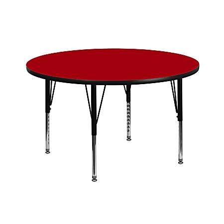 Flash Furniture 42" Round Thermal Laminate Activity Table With Short Height-Adjustable Legs, Red