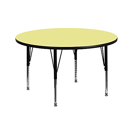 Flash Furniture 42" Round Thermal Laminate Activity Table With Short Height-Adjustable Legs, Yellow