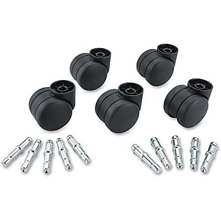Master Caster Deluxe Futura Non-Hooded Chair Mat Casters - 1.50" Diameter - 120 lb - Polyurethane - Matte Black - 5 / Set