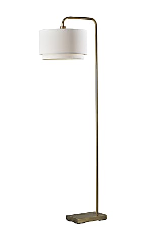 Adesso Brinkley Floor Lamp, 65"H, White/Antique Brass