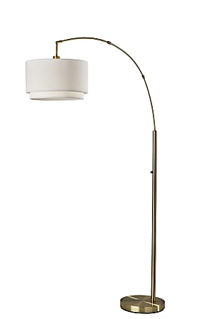 Adesso Brinkley Arc Lamp, 73-1/2"H, White/Antique Brass
