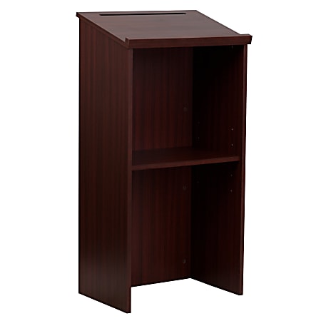 Alpine AdirOffice Stand Up Floor Podium Lectern 45 1316 H x 23 W x 15 D  Mahogany - Office Depot